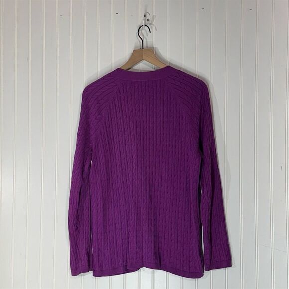Talbots Women’s 1X Purple Cable Knit Button Cardigan Sweater Preppy Classic Cozy - Picture 2 of 7